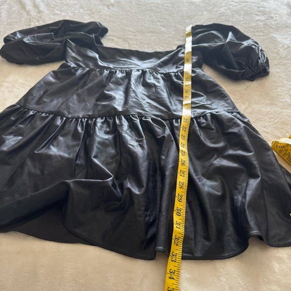 Amanda Uprichard Maisie Leather Puff Sleeve Mini Dress NWOT Large - Picture 6 of 6